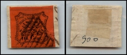20209 ANTICHI STATI - PONTIFICIO - 1867 - 10 Cent Vermiglio Arancio (17) Su Frammento (215) - Andere & Zonder Classificatie