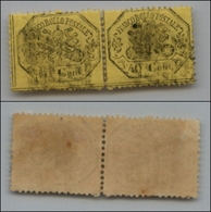 20218 ANTICHI STATI - PONTIFICIO - 1868 - Coppia Del 40 Cent Giallo Limone (29) Annullata (250) - Altri & Non Classificati