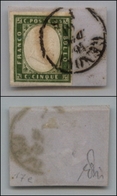 20233 ANTICHI STATI - SARDEGNA - 1861 - 5 Cent Verde Oliva Giallastro (13Cc) Su Frammento (150) - Andere & Zonder Classificatie