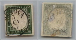 20240 ANTICHI STATI - SARDEGNA - 1863 – 5 Cent (13E) Usato – G.Bolaffi (20) - Altri & Non Classificati