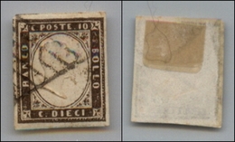 20245 ANTICHI STATI - SARDEGNA - 1860 - 10 Cent Bruno Grigio (14Be) Usato (1.100) - Andere & Zonder Classificatie