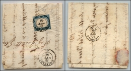 20273 ANTICHI STATI - SARDEGNA - 1855 - 20 Cent Celeste Vivace (15h) Su Parte Di Lettera Da Chiavari Per Genova Del 15.1 - Altri & Non Classificati