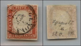 20306 ANTICHI STATI - SARDEGNA - 1855 - 40 Cent Vermiglio (16a) Usato (650) - Sonstige & Ohne Zuordnung