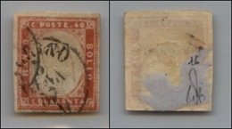 20307 ANTICHI STATI - SARDEGNA - 1855 - 40 Cent Vermiglio Rosa (16c) Usato (1.650) - Sonstige & Ohne Zuordnung