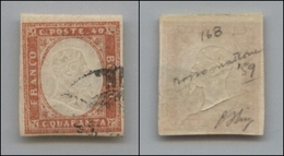 20309 ANTICHI STATI - SARDEGNA - 1859 - 40 Cent Rosso Mattone (16B) Usato (450) - Autres & Non Classés