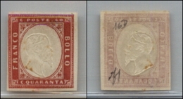 20313 ANTICHI STATI - SARDEGNA - 1861 - 40 Cent Rosso Carminio (16D) Nuovo Con Gomma (120) - Andere & Zonder Classificatie