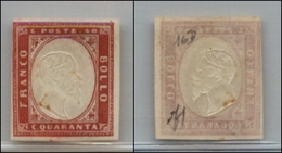 20313 ANTICHI STATI - SARDEGNA - 1861 - 40 Cent Rosso Carminio (16D) Nuovo Con Gomma (120) - Sonstige & Ohne Zuordnung