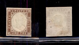 20315 ANTICHI STATI - SARDEGNA - 1861 – 3 Lire (18A) – Appena Corto A Destra (850) - Altri & Non Classificati