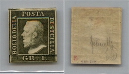 20332 ANTICHI STATI - SICILIA - 1859 - 1 Grano Verde Oliva Chiaro (5 - Palermo) - Terza Tavola - Nuovo Con Gomma - Diena - Otros & Sin Clasificación