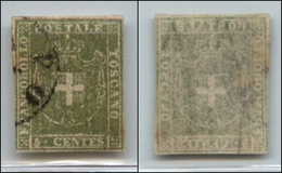 20404 ANTICHI STATI - TOSCANA - GOVERNO PROVVISORIO - 1860 - 5 Cent Verde Oliva Giallastro (18b) Usato (400) - Autres & Non Classés