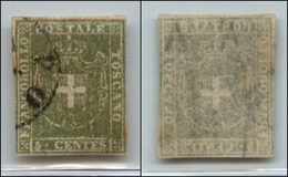 20404 ANTICHI STATI - TOSCANA - GOVERNO PROVVISORIO - 1860 - 5 Cent Verde Oliva Giallastro (18b) Usato (400) - Sonstige & Ohne Zuordnung