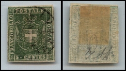 20405 ANTICHI STATI - TOSCANA - GOVERNO PROVVISORIO - 1860 - 5 Cent Verde(18) Appena Rasente A Sinistra In Alto - Molto  - Andere & Zonder Classificatie