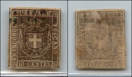 20407 ANTICHI STATI - TOSCANA - GOVERNO PROVVISORIO - 1860 - 10 Cent Bruno (19) Usato (100) - Andere & Zonder Classificatie