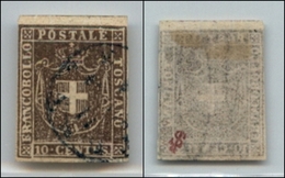 20410 ANTICHI STATI - TOSCANA - GOVERNO PROVVISORIO - 1860 - 10 Cent Bruno (19) Preciso A Sinistra - Usato (100) - Andere & Zonder Classificatie