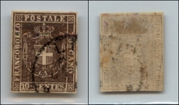 20424 ANTICHI STATI - TOSCANA - GOVERNO PROVVISORIO - 1860 - 10 Cent Bruno Grigio (19c) Usato (100) - Andere & Zonder Classificatie