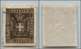 20426 ANTICHI STATI - TOSCANA - GOVERNO PROVVISORIO - 1860 - 10 Cent Bruno Grigio (19c) Su Frammento (120) - Andere & Zonder Classificatie