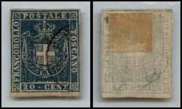 20430 ANTICHI STATI - TOSCANA - GOVERNO PROVVISORIO - 1860 - 20 Cent Azzurro Chiaro (20a) Ben Marginato - Usato (300) - Sonstige & Ohne Zuordnung