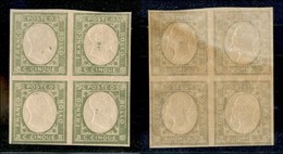 20441 REGNO D'ITALIA - VITTORIO EMANUELE II - 1861 - Non Emessi - 5 Cent (1) In Quartina - Gomma Integra (240+) - Altri & Non Classificati