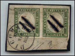 20449 REGNO D'ITALIA - VITTORIO EMANUELE II - 1862 - Coppia Del 5 Cent (13C - Sardegna) Su Frammento Da Dicomano 30.5.62 - Sonstige & Ohne Zuordnung