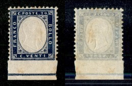 20474 REGNO D'ITALIA - VITTORIO EMANUELE II - 1862 - 20 Cent (2l) Bordo Foglio Integrale Con Riga Di Colore - Nuovo Con  - Altri & Non Classificati