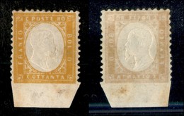 20491 REGNO D'ITALIA - VITTORIO EMANUELE II - 1862 - 80 Cent (4k) Non Dentellato In Basso Con Bordo Foglio Di 7 Millimet - Andere & Zonder Classificatie