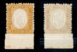 20492 REGNO D'ITALIA - VITTORIO EMANUELE II - 1862 - 80 Cent (4l) Con Bordo Integrale In Basso - Gomma Integra - Qualche - Sonstige & Ohne Zuordnung