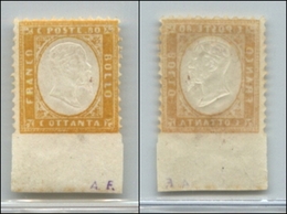 20493 REGNO D'ITALIA - VITTORIO EMANUELE II - 1862 - 80 Cent (4l) Non Dentellato In Basso - Bordo Di Foglio - Gomma Inte - Andere & Zonder Classificatie