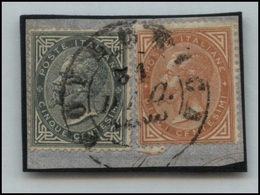 20558 REGNO D'ITALIA - VITTORIO EMANUELE II - Follonica 31.12.62 - 5 Cent + 10 Cent (16+17 De La Rue) Su Frammento - Andere & Zonder Classificatie