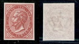 20594 REGNO D'ITALIA - VITTORIO EMANUELE II - 1863 – Prove – 10 Cent Carminio (Bolaffi P12c) – Gomma Originale - Autres & Non Classés