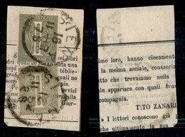 20600 REGNO D'ITALIA - VITTORIO EMANUELE II - 1866 – 1 Cent Torino (T14) – Due Pezzi Di Colori Diversi Su Frammento Di G - Andere & Zonder Classificatie