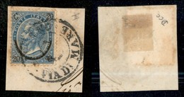 20646 REGNO D'ITALIA - VITTORIO EMANUELE II - Livorno Via Di Mare C (P.ti 6) - 20 Cent Su 15 (25) Su Frammento - Autres & Non Classés