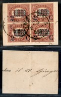 20671 REGNO D'ITALIA - VITTORIO EMANUELE II - 1878 - 2 Cent Su 1 Lira (33) In Quartina Su Frammento (90+) - Andere & Zonder Classificatie