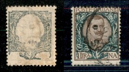 20793 REGNO D'ITALIA - VITTORIO EMANUELE III - 1901 – 1 Lira Floreale (77r) Usato – Decalco Dell'ornamento (35) - Autres & Non Classés