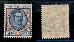 20794 REGNO D'ITALIA - VITTORIO EMANUELE III - 1901 – 5 Lire Floreale (78) – Gomma Integra (175) - Andere & Zonder Classificatie