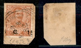 20798 REGNO D'ITALIA - VITTORIO EMANUELE III - 1905 – 15 Cent Su 20 Floreale (79) Su Frammento – Soprastampa Spostata Co - Andere & Zonder Classificatie