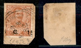 20798 REGNO D'ITALIA - VITTORIO EMANUELE III - 1905 – 15 Cent Su 20 Floreale (79) Su Frammento – Soprastampa Spostata Co - Autres & Non Classés