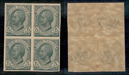 20813 REGNO D'ITALIA - VITTORIO EMANUELE III - 1906 - 5 Cent Leoni (81e) - Quartina Non Dentellata - Gomma Originale (in - Andere & Zonder Classificatie