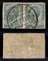 20816 REGNO D'ITALIA - VITTORIO EMANUELE III - 1906 - 5 Cent Leoni (81e) - Coppia Non Dentellata - Usata A Cortona (100) - Autres & Non Classés