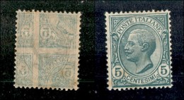 20823 REGNO D'ITALIA - VITTORIO EMANUELE III - 1906 - 5 Cent Leoni (81s) Con Decalco Spostato (a Cavallo) - Gomma Integr - Autres & Non Classés