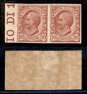 20834 REGNO D'ITALIA - VITTORIO EMANUELE III - 1906 - 10 Cent Leoni (82e) - Coppia Orizzontale Bordo Foglio Non Dentella - Autres & Non Classés