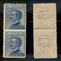 20853 REGNO D'ITALIA - VITTORIO EMANUELE III - 1908 - 25 Cent Michetti (83) - Coppia Verticale Con La Dentellatura Centr - Autres & Non Classés