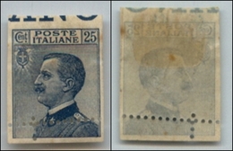 20854 REGNO D'ITALIA - VITTORIO EMANUELE III - 1908 - 25 Cent Michetti (83) Dentellato Solo In Basso (dentellatura Ruota - Autres & Non Classés