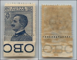 20855 REGNO D'ITALIA - VITTORIO EMANUELE III - 1908 - 25 Cent Michetti (83)  Bordo Foglio Con Dentellatura Inferiore Spo - Autres & Non Classés