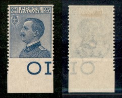 20866 REGNO D'ITALIA - VITTORIO EMANUELE III - 1908 - 25 Cent Michetti (83f) Non Dentellato In Orizzontale - Bordo Fogli - Autres & Non Classés