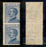 20867 REGNO D'ITALIA - VITTORIO EMANUELE III - 1908 - 25 Cent Michetti (83f) - Coppia Verticale Non Dentellata Orizzonta - Autres & Non Classés