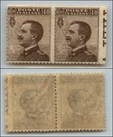 20881 REGNO D'ITALIA - VITTORIO EMANUELE III - 1908 - Coppia Orizzontale Del 40 Cent Michetti (84/84i) - Valore Di Destr - Autres & Non Classés