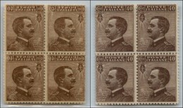 20888 REGNO D'ITALIA - VITTORIO EMANUELE III - 1908 – 40 Cent Michetti (84p) In Quartina Con Decalco – Gomma Integra (75 - Autres & Non Classés