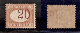 21226 REGNO D'ITALIA - SEGNATASSE - 1890/1894 - 20 Cent Segnatasse (22c) Con Cifra Fortemente Spostata - Nuovo Con Gomma - Autres & Non Classés