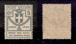 21260 REGNO D'ITALIA - PARASTATALI - 1924 - 5 Cent Assoc. Naz. Mutil. Inv. Guerra (5) - Gomma Integra (50) - Andere & Zonder Classificatie