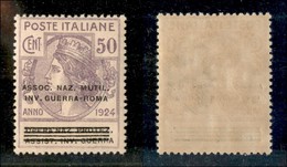 21278 REGNO D'ITALIA - PARASTATALI - 1924 – 50 Cent Invalidi Di Guerra (74) – Gomma Integra - Andere & Zonder Classificatie